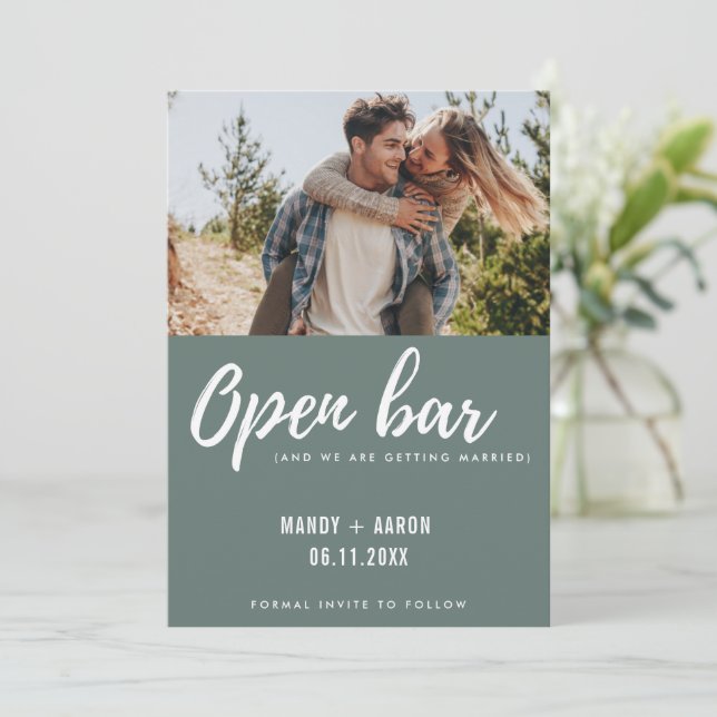 Reserve A Data Abrir Bar Moderno Foto Casamento Engraçado Salve a (Em pé/Frente)