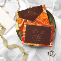 Abstrato Agate Wedding Hot Orange ID827