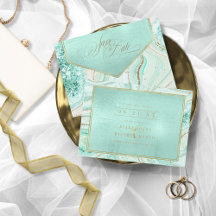 Abstrato Agate Wedding Mint ID827 Salvar a Data