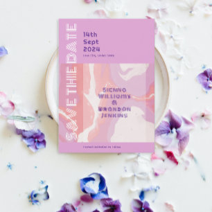 Reserve A Data Abstrato De Arte De Pastel Rosa Salve A Placa De D