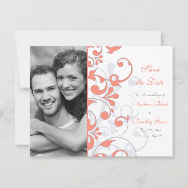Reserve A Data Abstrato Floral Save the Date Card (Frente)