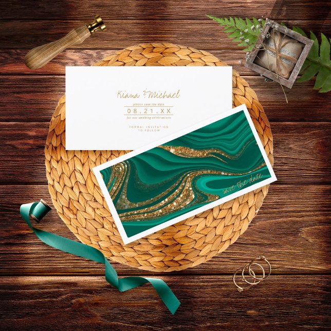 Reserve A Data Abstrato Glitter Strata Wedding Green ID903 (Criador carregado)