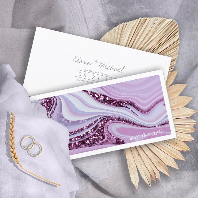 Reserve A Data Abstrato Glitter Strata Wedding Lilac ID903 (Criador carregado)