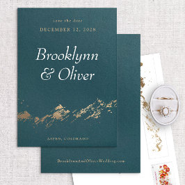 Reserve A Data Abstrato monta verde escuro e Dourado Salvar a dat