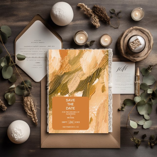 Reserve A Data Abstrato Watercolor Brush Stroke Wedding (Criador carregado)