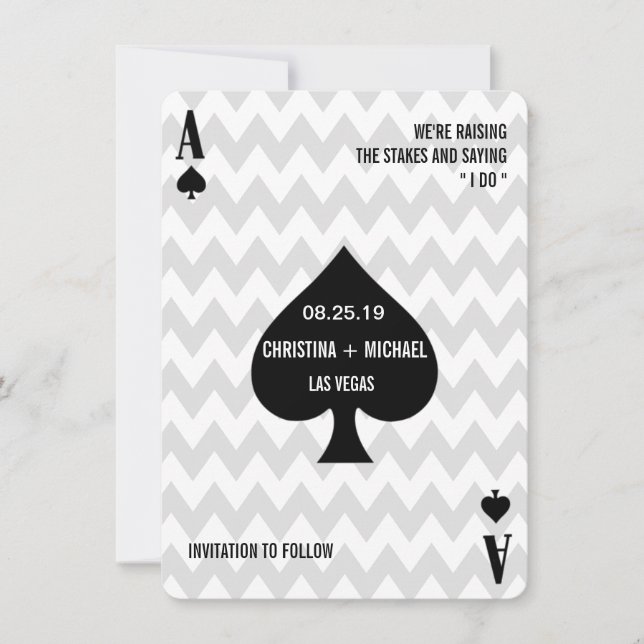 Reserve A Data Ace of Spades Modern Chic Photo Save the Date (A d (Frente)