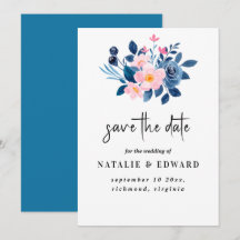 Acrática Aquarela de um Buquê Floral Rosa e Azul