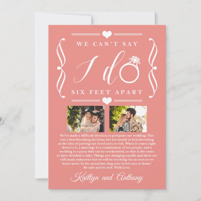 Reserve A Data Adiamento de Casamento de Seis Pés Diferente da Da (Frente)