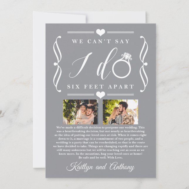 Reserve A Data Adiamento de Casamento de Seis Pés Diferente da Da (Frente)