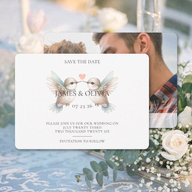 Reserve A Data Adorável Casamento Adicionar Foto Salvar Data (Adorable Wedding Add Photo Save The Date (front and back))