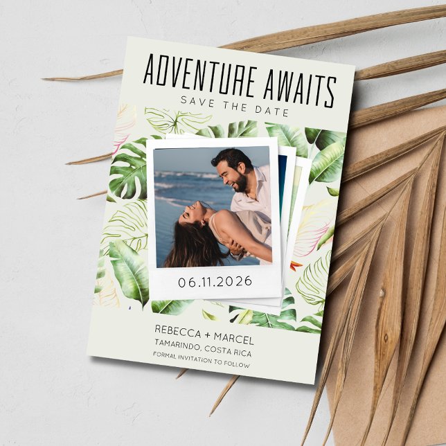 Reserve A Data Adventure Aguarda Casamento de Destino de Foto (Adventure Awaits Photo Destination Wedding Save The Date)