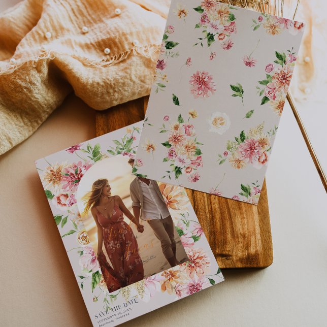 Reserve A Data Afterglow Garden Floral Photo Save the Date (Criador carregado)