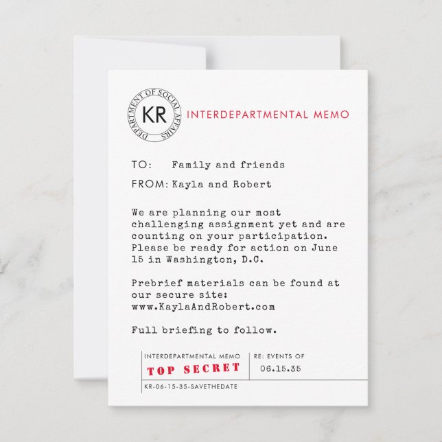 Reserve A Data Agente Secreto Espião Salvar a Data (Frente)