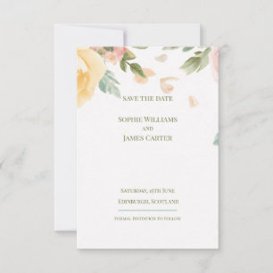 Reserve A Data Água-forte Floral Rosa Pêssego Casamento Escocês