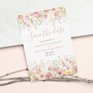 Reserve A Data Água-forte Floral Rosa Salve a Data