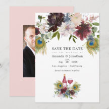 Água-marela Marsala e Floral Casamento Salvar T