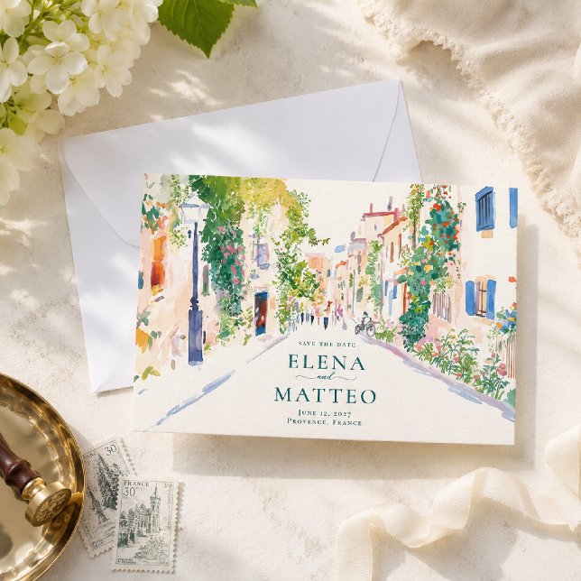 Reserve A Data Aldeia da Provença em Aquarela Save the Date (Criador carregado)
