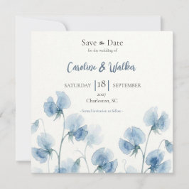 Reserve A Data Algo Azul Casamento Aquarela Salvar a Data