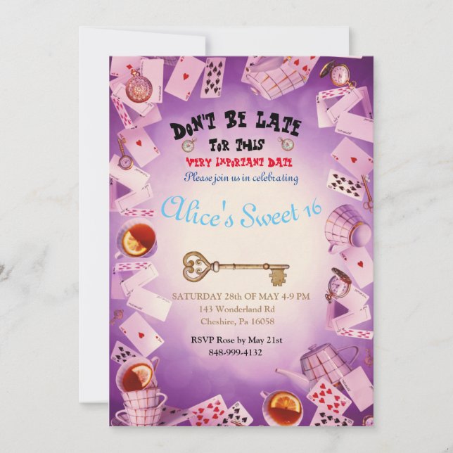 Reserve A Data Alice No País Das Maravilhas Salva As Invinizações (Frente)