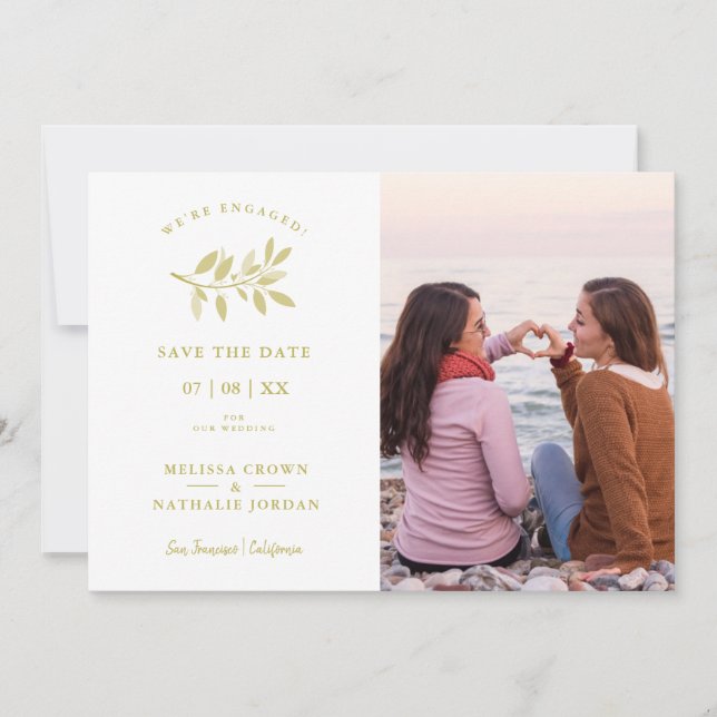 Reserve A Data All Wedding LGBT Golden Effect Branches Photo (Frente)