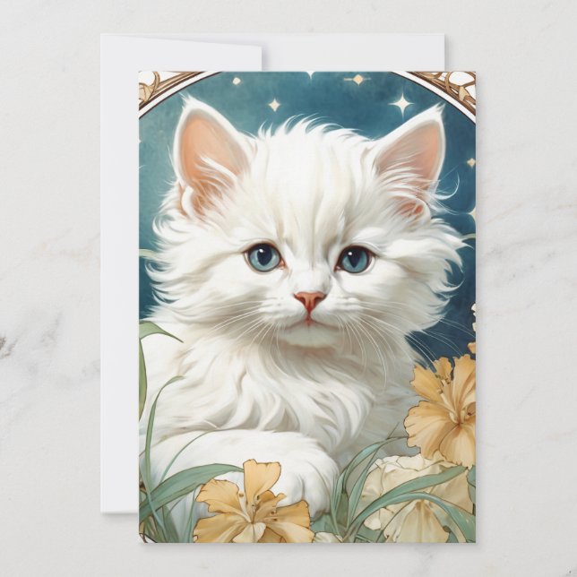 Reserve A Data Alphonse Mucha Art Nouveau Kitten (Frente)