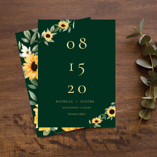 Reserve A Data Amarelo Cores-de-água Girassóis e flores silvestre