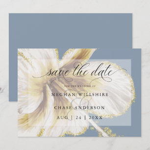 Reserve A Data Amarelo Pálido e Marfim Aquarela de Flor Tropical