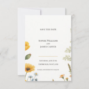 Reserve A Data Amarelo Poppy Fern Botânico Casamento Escocês