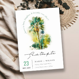 Reserve A Data Amarelo Verde Escuro Palmeiras Tropicais Aquarela
