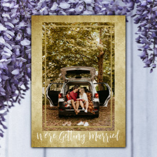 Reserve A Data Amarelo Vintage Damask Foto Save The Date