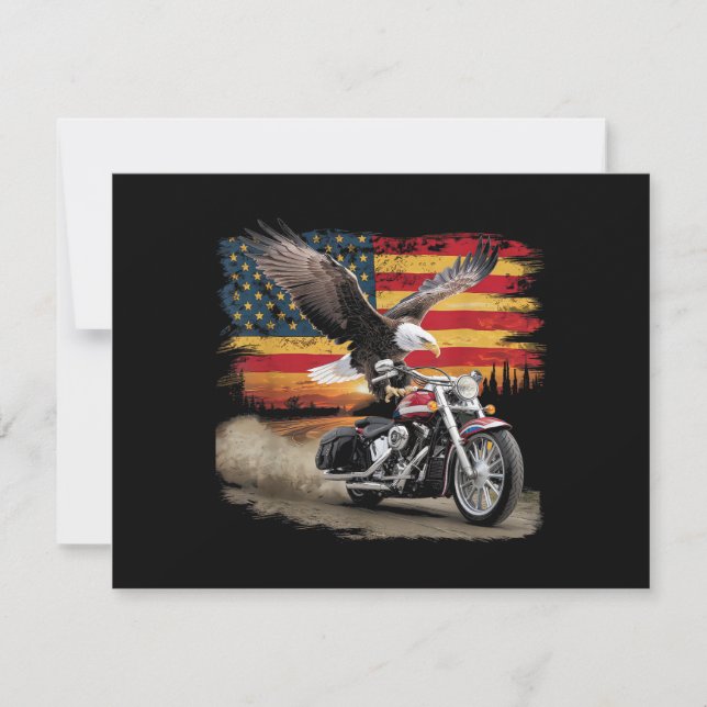 Reserve A Data American Flag Motorcycle Tshirt USA Flag Biker Ret (Frente)