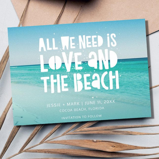 Reserve A Data Amor e Casamento de Destino de Praia (Love and the Beach Destination Wedding Save The Date)