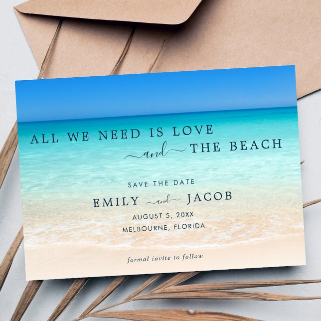 Reserve A Data Amor e Casamento de Praia (Love and the Beach Wedding Save the Date)