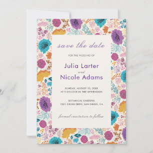 Reserve A Data Amor em Flor Romance Floral Rosa Roxo Casamento