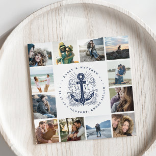 Reserve A Data Âncora Desenhada à Mão   Colagem de Fotos Salvar a