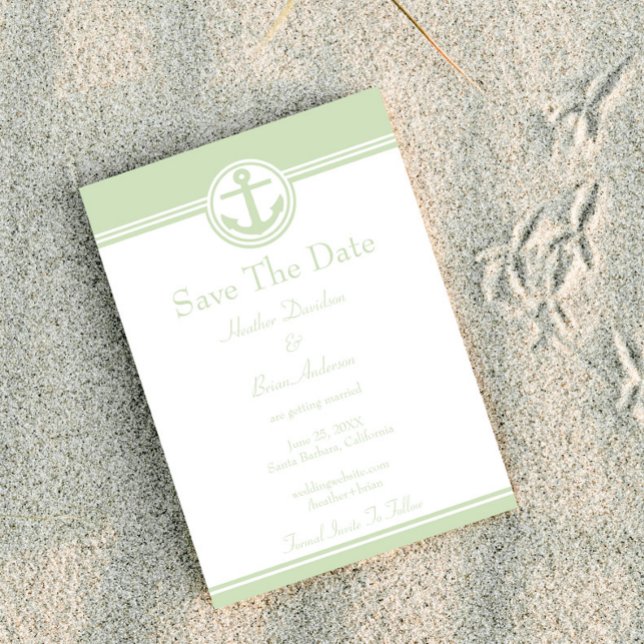 Reserve A Data Âncora Náutica Verde Menta Salvar A Data (Mint Green Nautical Anchor Save the Date)