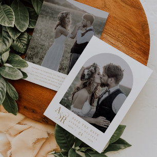 Reserve A Data ANDREA Dourada Minimalista Branco Boho Iniciais Ca