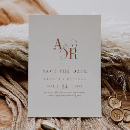 Reserve A Data ANDREA Monograma Simples Boho Creme Casamento Mini