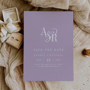 Reserve A Data ANDREA Monograma Simples Lavanda Casamento Minimal