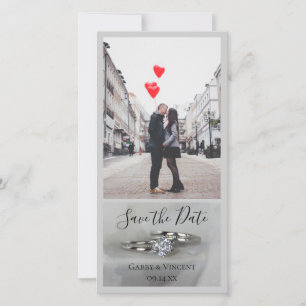 Reserve A Data Anéis de Casamento na Cinza Salve a Data