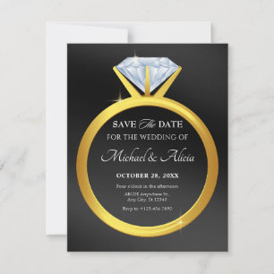 Reserve A Data Anel de casamento de diamantes simples moderno