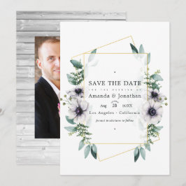Reserve A Data Anêmona Geométrica de Aquarela Eucalipto Casamento