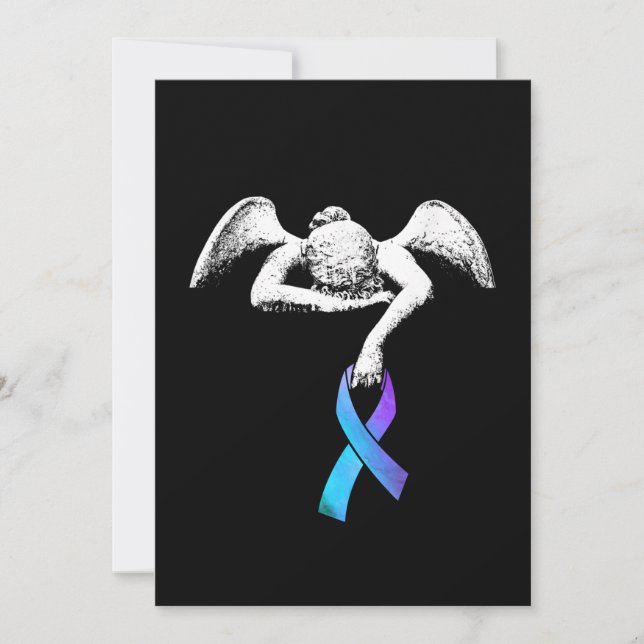 Reserve A Data Angel Detém Teal Purple Ribbon Prevenção Suicídio (Frente)