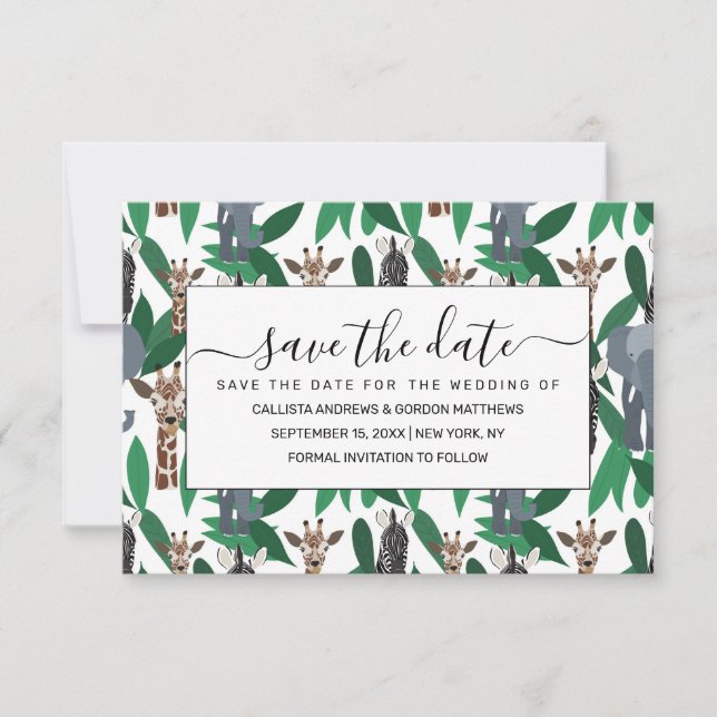 Reserve A Data Animais Safari do Elefante Girafa-Zebra Selva (Frente)