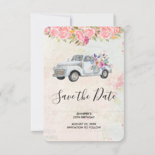 Reserve A Data Aniversário da Vintage Pickup Truck Rustic Waterc
