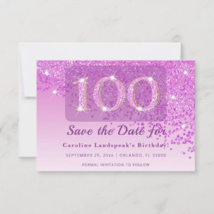 Reserve A Data Aniversário de 100 anos Intemporais Brilho Rosa Cr