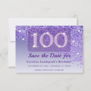 Reserve A Data Aniversário de 100 anos Intemporais Purpura com Br