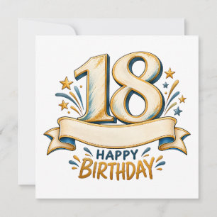 Reserve A Data Aniversário de 18 anos personalizado em dourado e 