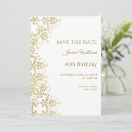 Reserve A Data Aniversário de 40 anos de Damask Dourado Clássico