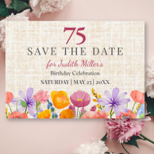 Aniversário de 75 anos Elegante Floral 75 Anos Fes